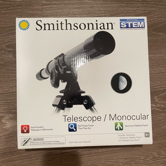 Smithsonian STEM 30x Telescope / Monocular with Aluminum Tabletop Tripod And Cap - Picture 4 of 5